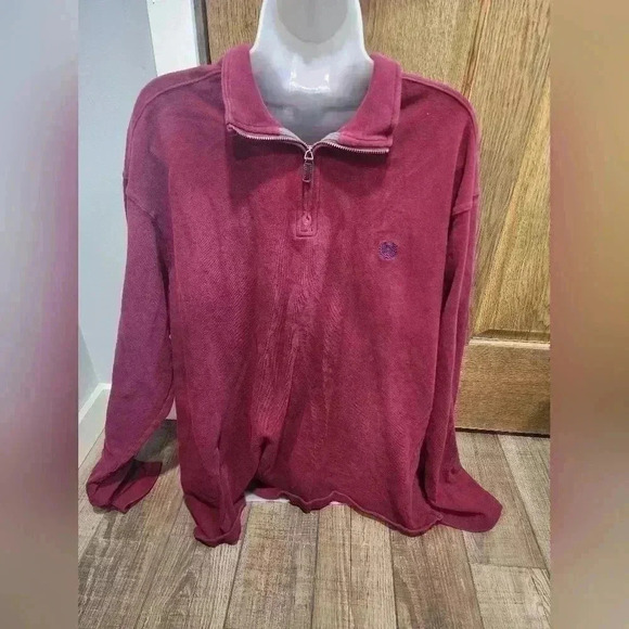 CHAPS  Men's XXL Pullover 1/4 Zip Sweater Long Sleeve Maroon  Cotton - Picture 1 of 4